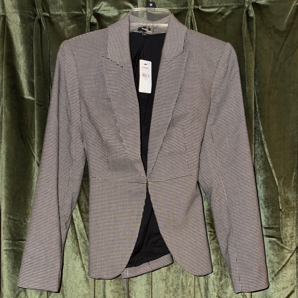 Express Black and White Checkered Blazer